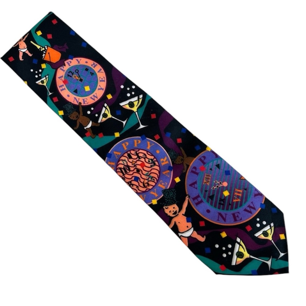 Ralph Marlin Mens Vintage Neck Tie 1993 New Years Eve